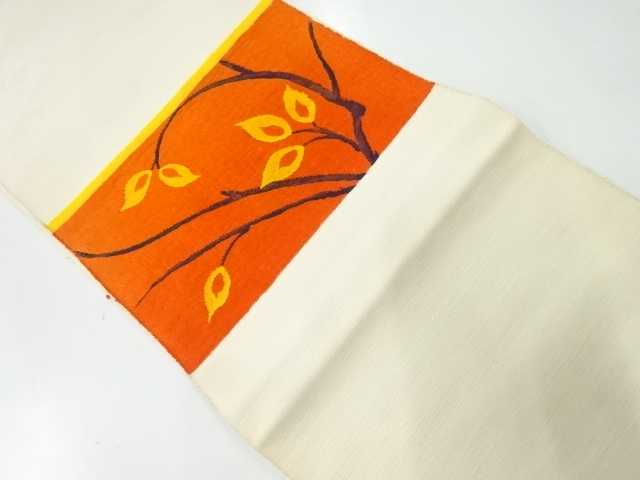 JAPANESE NAGOYA OBI / TSUMUGI / WOVEN LEAVES